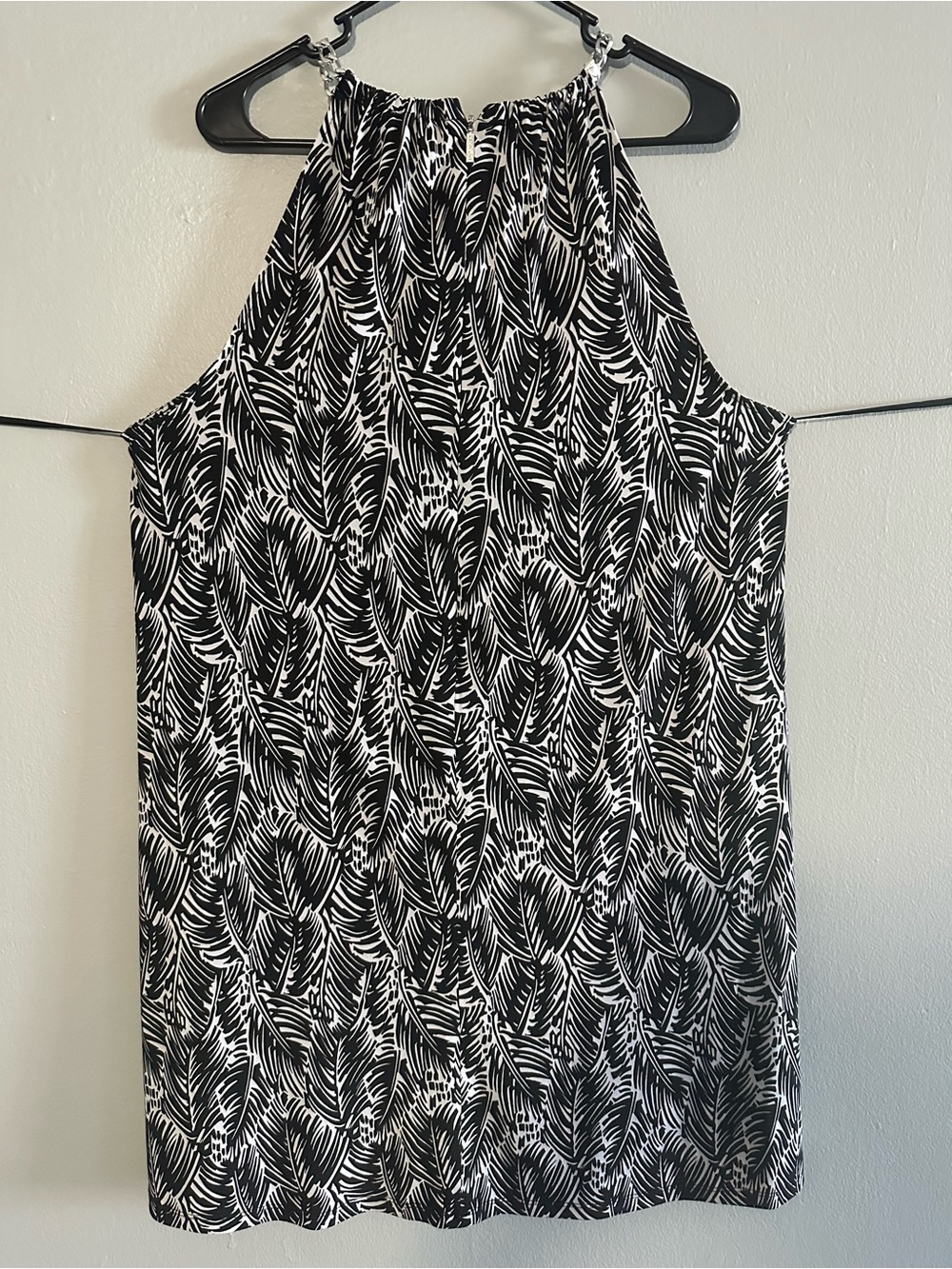 Michael Kors XL Halter Black and White Leaf-Print Sleeveless Dress - Picture 6 of 7